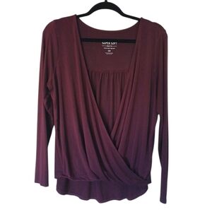 Torrid Purple Burgundy Long Sleeve Wrap Layering Top Size 00